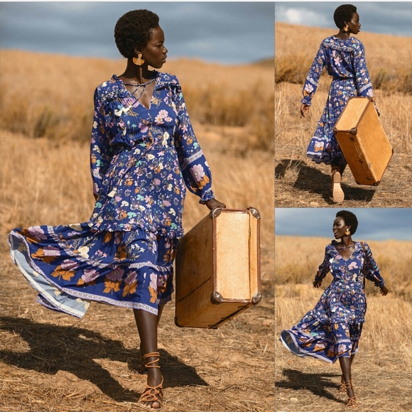 New spell designs FP wild bloom midi dress cream L - Picture 8 of 8